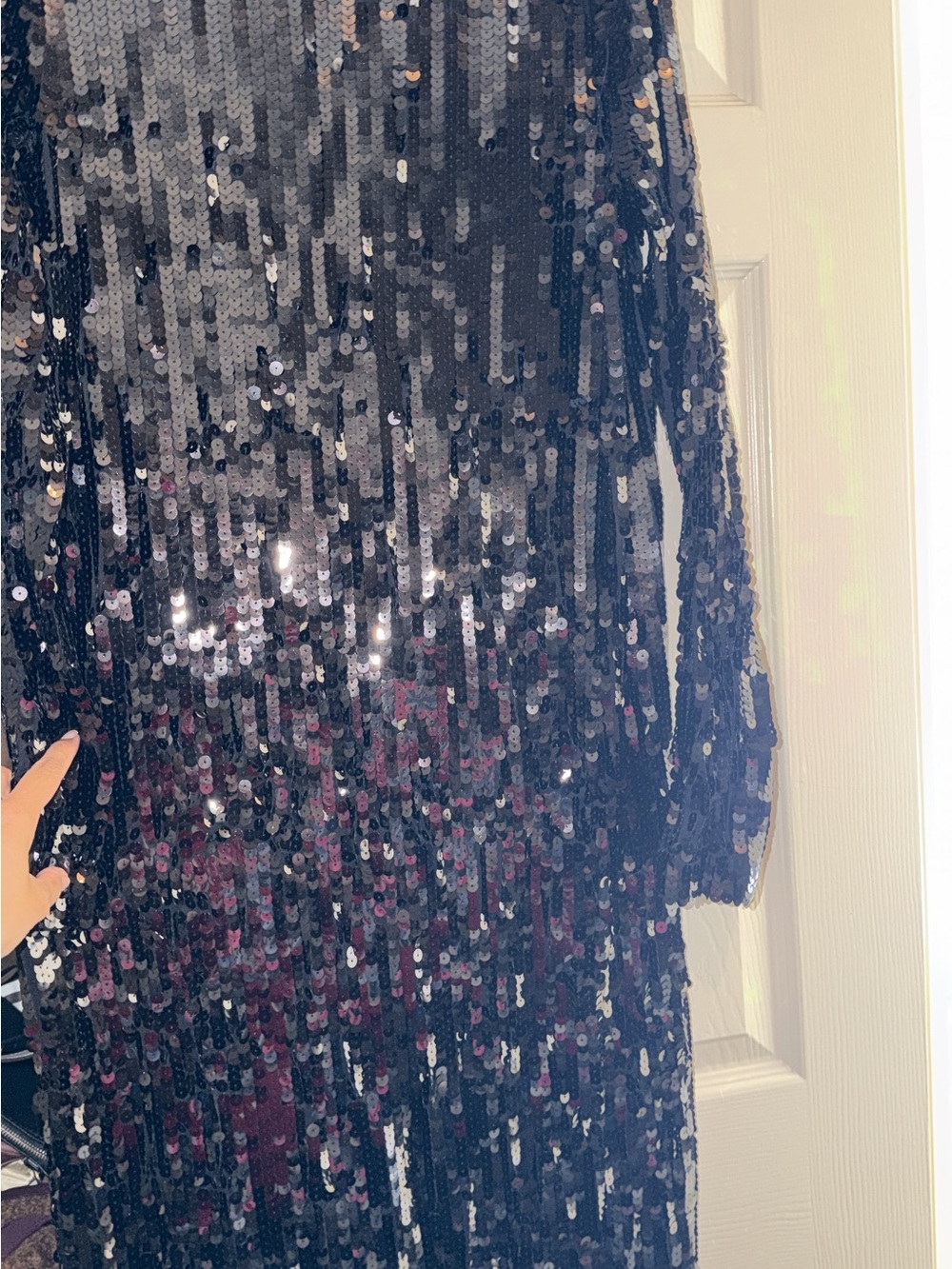 Zara Black Sequin Long-Sleeve Dress